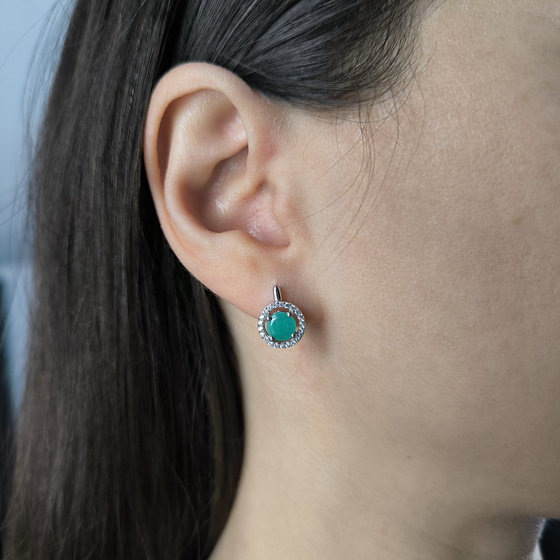 Серебряные серьги с изумрудом 2.028ct