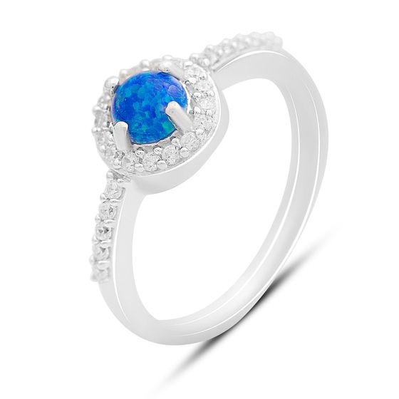 Серебряное кольцо с опалом 0.573ct, фианитами