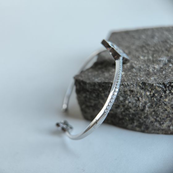 Серебряный браслет с перламутром, фианитами