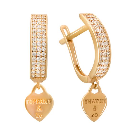 Золотые серьги с фианитами 0.9ct