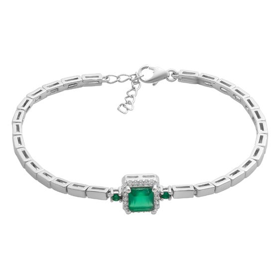 Серебряный браслет с агатом 8.63ct, фианитами