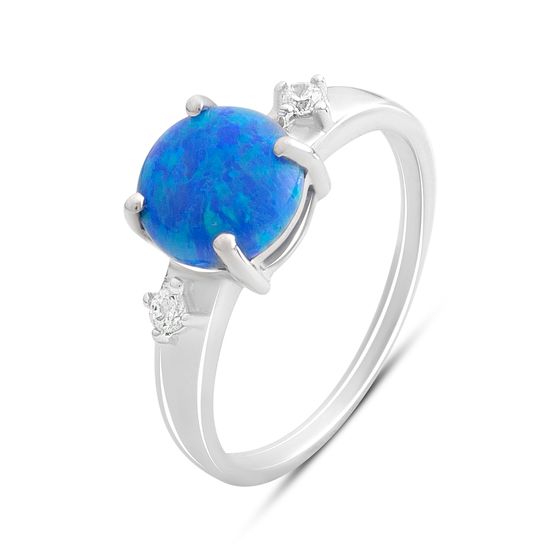 Серебряное кольцо с опалом 1.067ct, фианитами