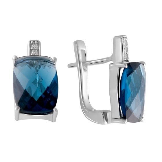 Серебряные серьги с топазом Лондон Блю
