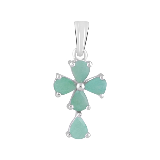 Серебряный крестик с изумрудом 1.48ct