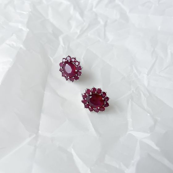 Серебряные серьги с рубином 5.538ct