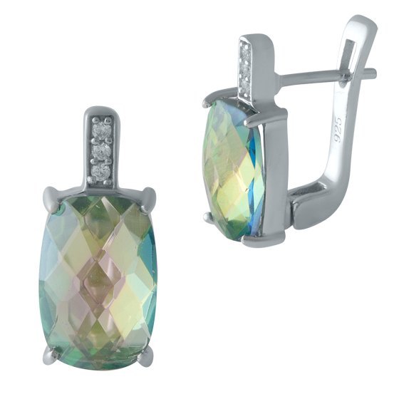 Серебряные серьги с мистик топазом 5.29ct