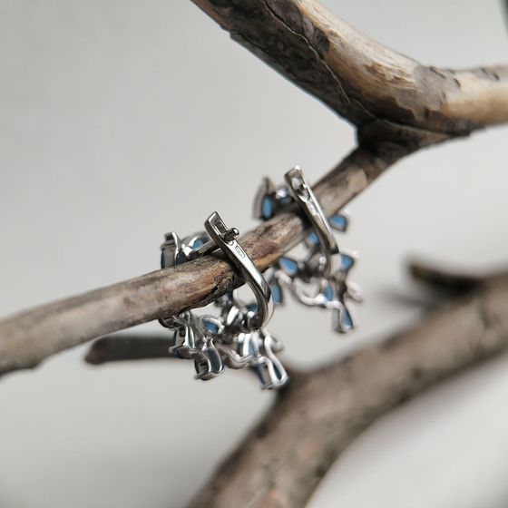 Серебряные серьги с сапфиром nano 4.325ct