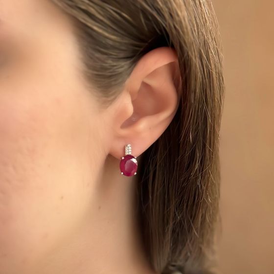 Серебряные серьги с рубином 8.17ct