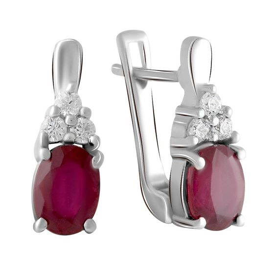 Серебряные серьги с рубином