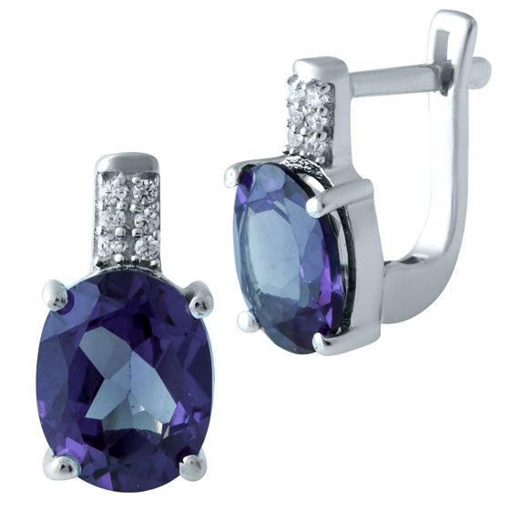 Серебряные серьги с александритом