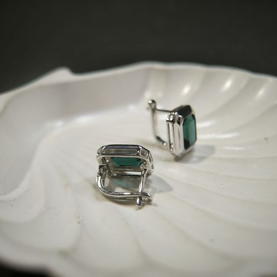 Серебряные серьги с топазом Лондон Блю 5.963ct