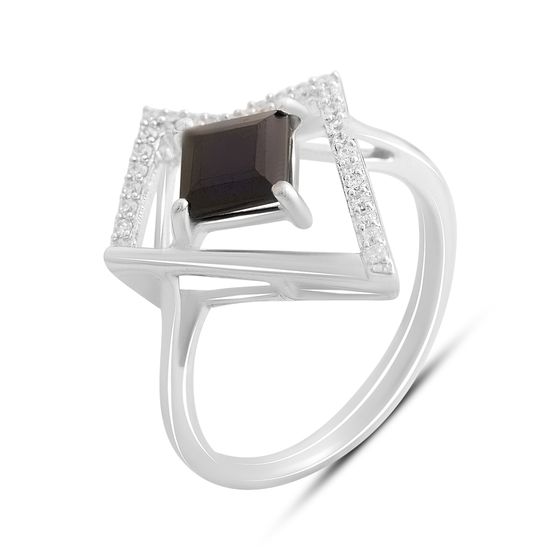 Серебряное кольцо с сапфиром 1.755ct, фианитами