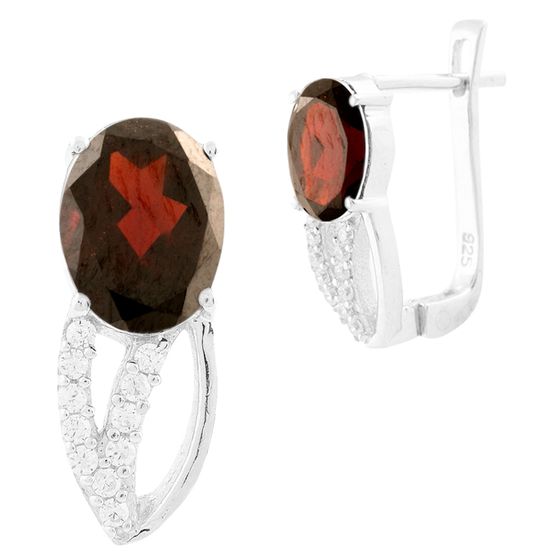 Серебряные серьги с гранатом