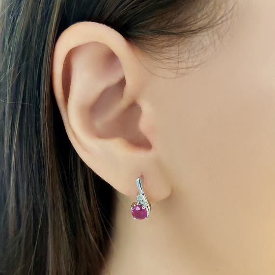 Серебряные серьги с рубином 1.544ct
