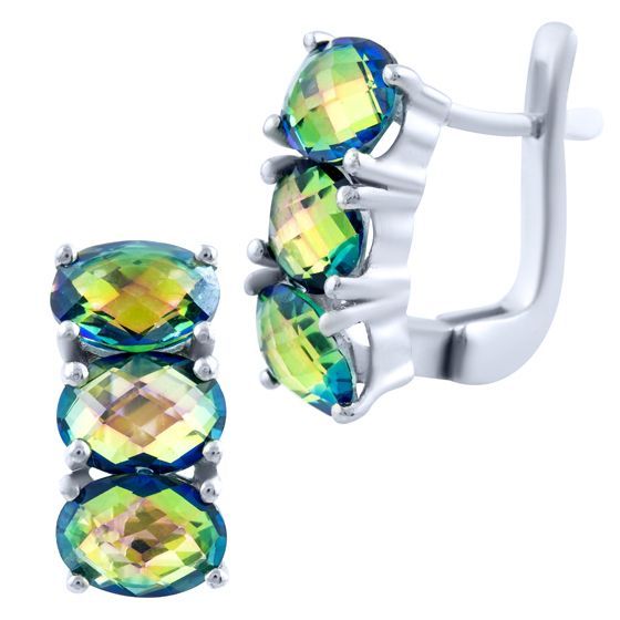 Серебряные серьги с мистик топазом 5.125ct