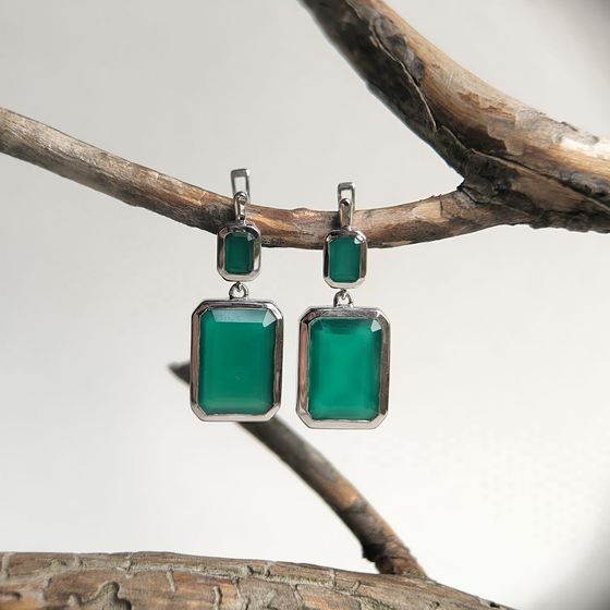 Серебряные серьги с агатом 13.775ct