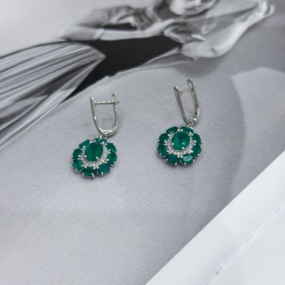 Серебряные серьги с агатом 5.882ct