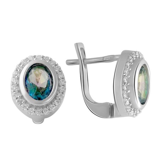 Серебряные серьги с мистик топазом 1.96ct