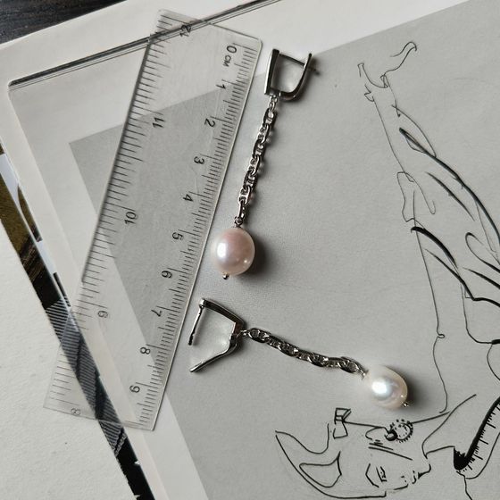 Серебряные серьги с жемчугом барочным