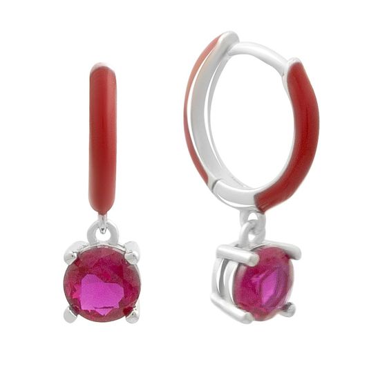 Серебряные серьги с фианитами, емаллю