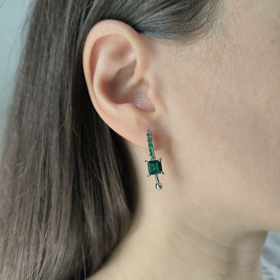 Серебряные серьги с изумрудом nano 8.565ct