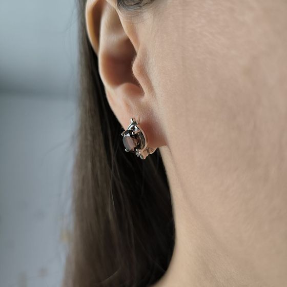 Серебряные серьги с раухтопазом (дымчатым кварцем) 3.467ct