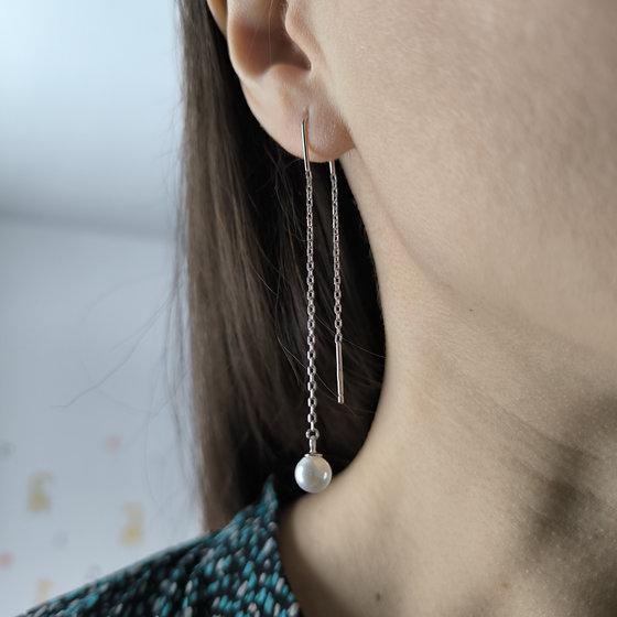 Серебряные серьги с жемчугом 2ct