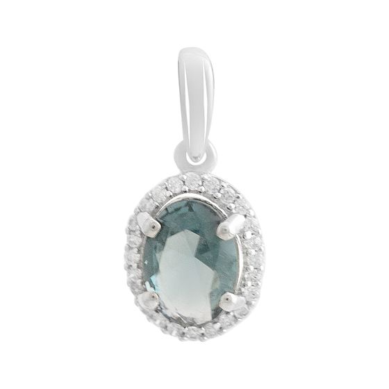 Серебряная подвеска с топазом Лондон Блю 1.049ct, фианитами