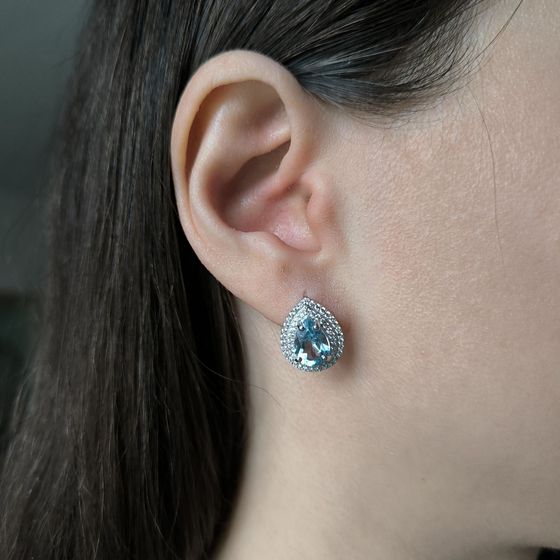 Серебряные серьги с топазом 5.663ct