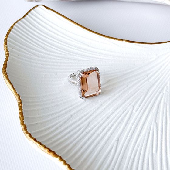 Серебряное кольцо с морганитом nano 13.12ct, фианитами