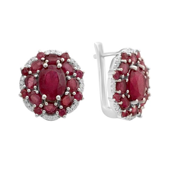 Серебряные серьги с рубином 10.471ct