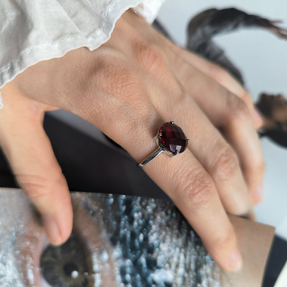 Серебряное кольцо с гранатом nano