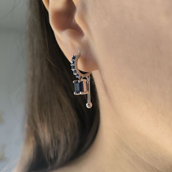 Серебряные серьги с сапфиром nano 2.35ct