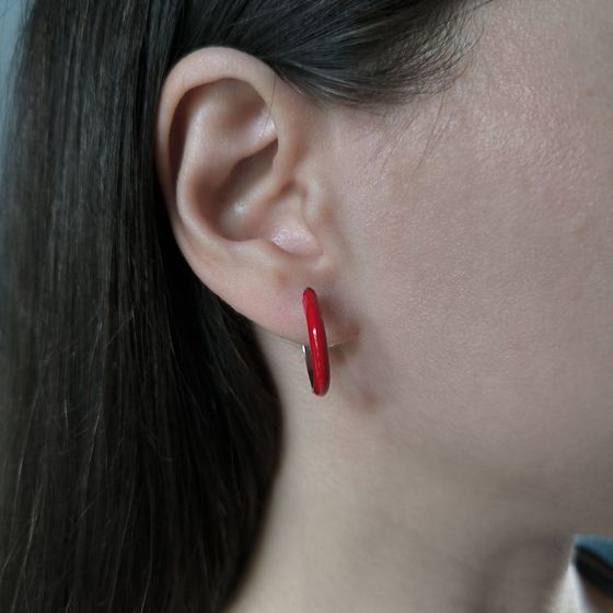 Серебряные серьги с фианитами, емаллю