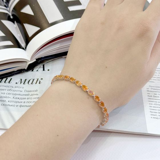 Серебряный браслет с золотим кварцем