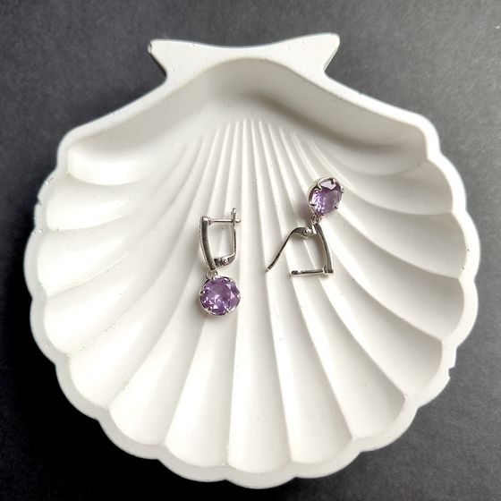 Серебряные серьги с александритом 7.403ct, фианитами