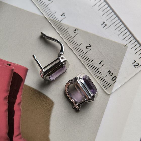 Серебряные серьги с аметистом 6.275ct
