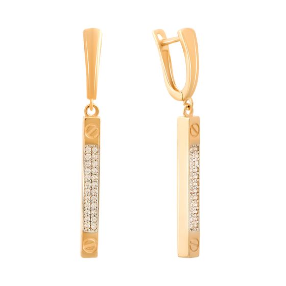 Золотые серьги с фианитами 0.48ct