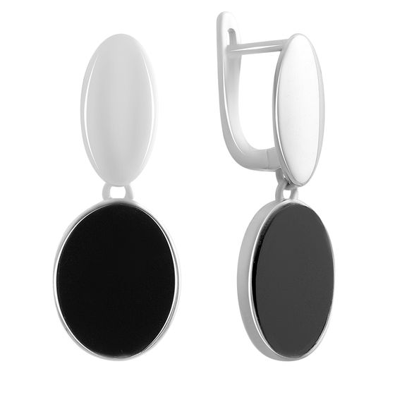 Серебряные серьги с ониксом