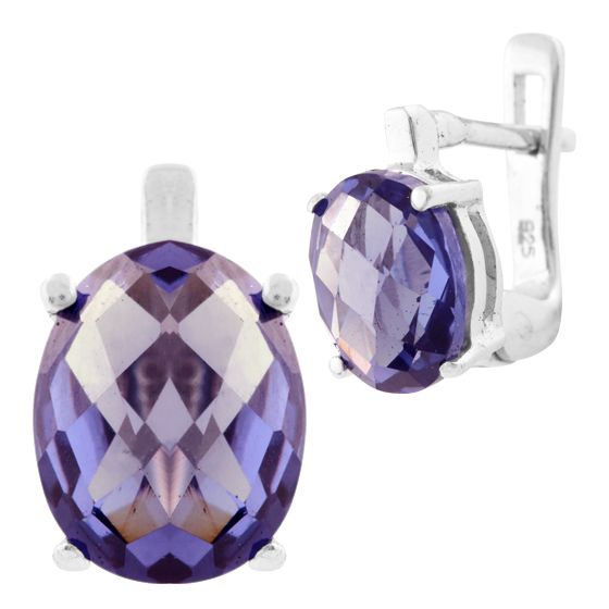 Серебряные серьги с александритом