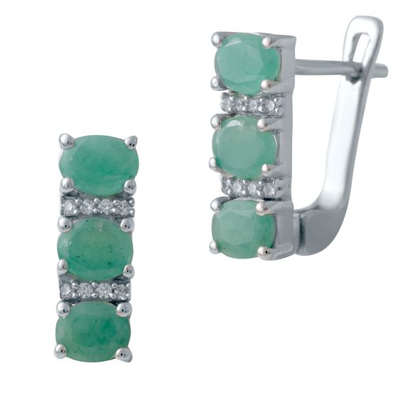 Серебряные серьги с изумрудом