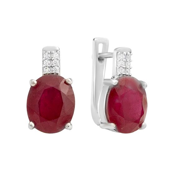 Серебряные серьги с рубином 7.507ct