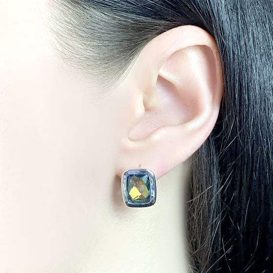 Серебряные серьги с мистик топазом 4.133ct