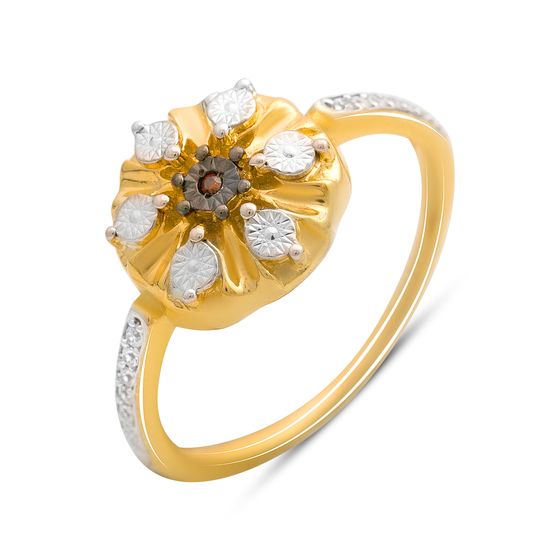 Серебряное кольцо с бриллиантом, фианитами