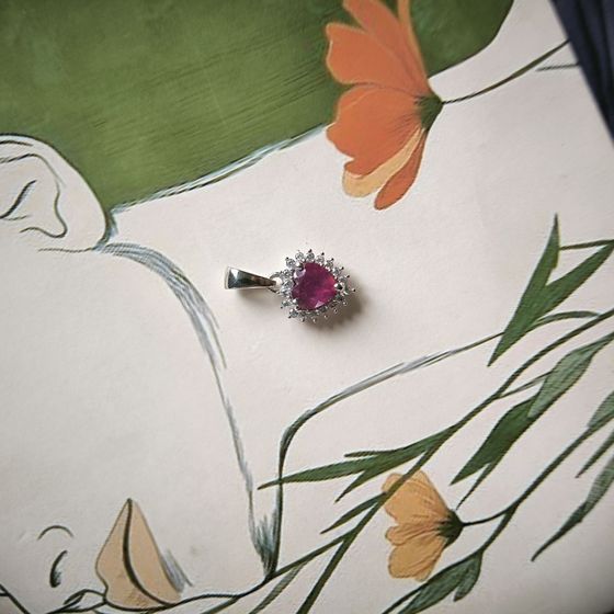 Серебряная подвеска с рубином 1.337ct