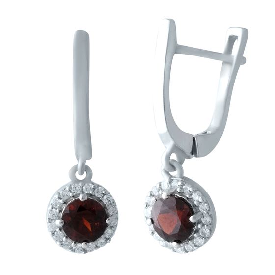Серебряные серьги с гранатом 1.74ct