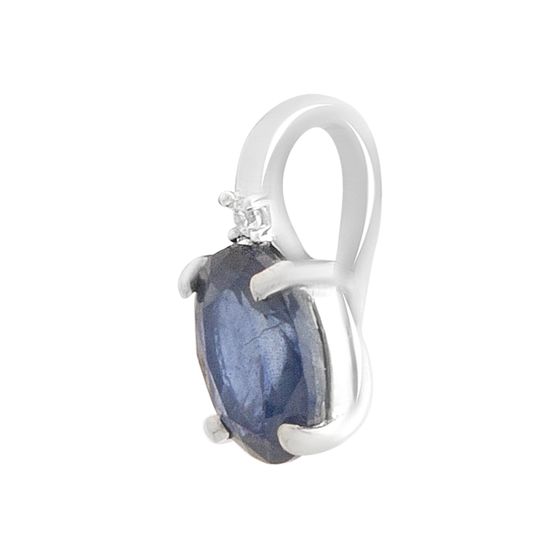 Серебряная подвеска с сапфиром 0.923ct, фианитами