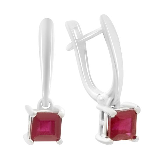 Серебряные серьги с рубином 1.99ct