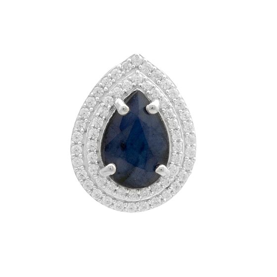 Серебряная подвеска с сапфиром 2.863ct, фианитами