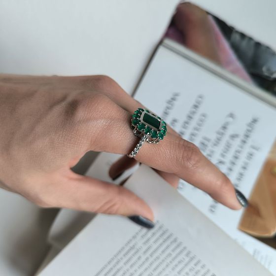 Серебряное кольцо с агатом 3.958ct